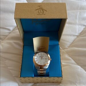 Original Penguin Two-Tone Silver and Rose Gold Bracelet Watch